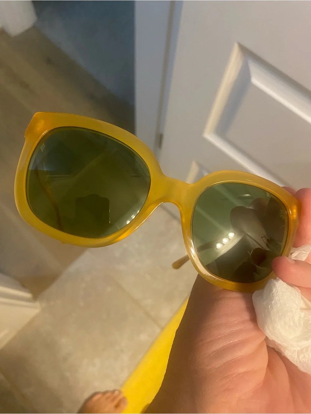New Tory Burch Eleanor Square Sunglasses Glasses Yellow Orange Resort Cat Eye